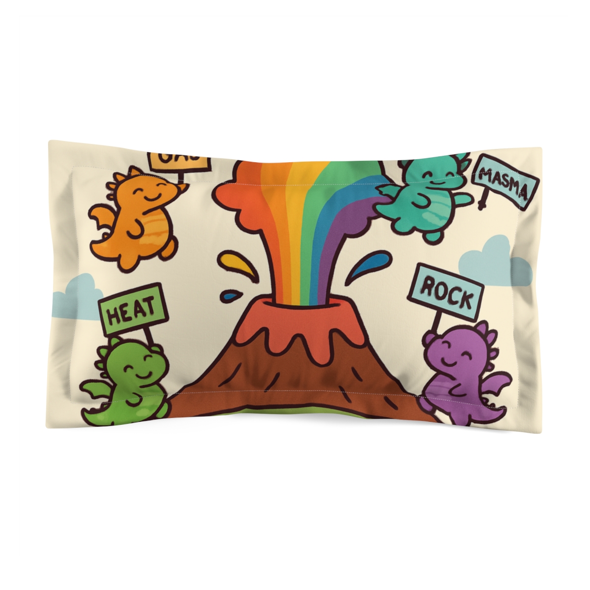 Rainbow Volcano Of Friendly Dragons comfortable bed pillows