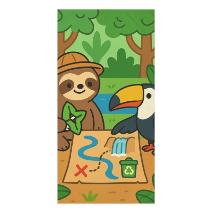 Rainforest Map Makers Sloth And Toucan custom towels
