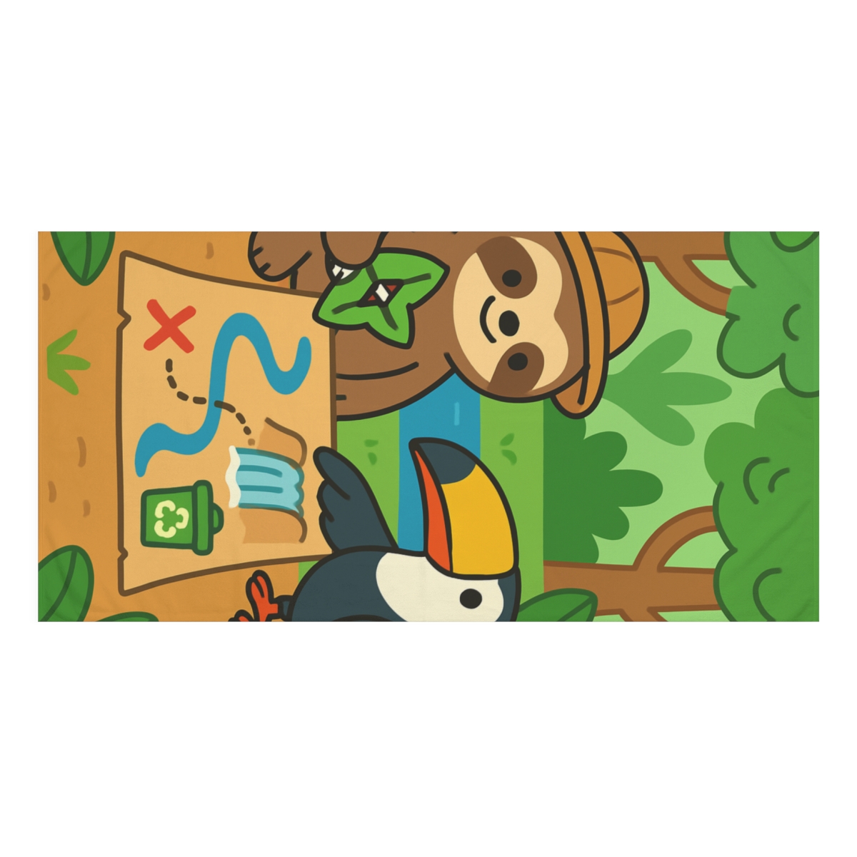 Rainforest Map Makers Sloth And Toucan custom towels