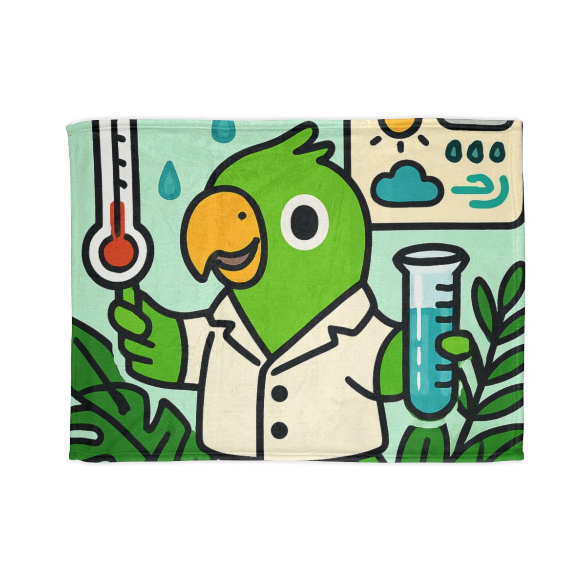 Rainforest Weather Lab With Parrot Scientist unique gift blanketscustom blankets