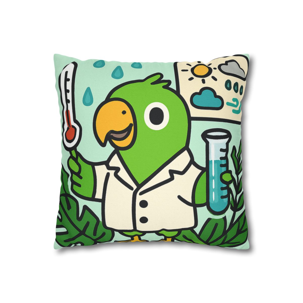 Rainforest Weather Lab With Parrot Scientist stylish decorative pillowcases