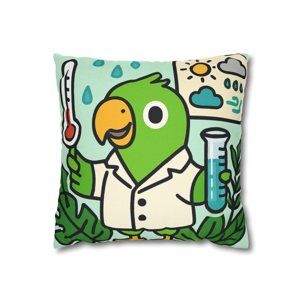 Rainforest Weather Lab With Parrot Scientist stylish decorative pillowcases