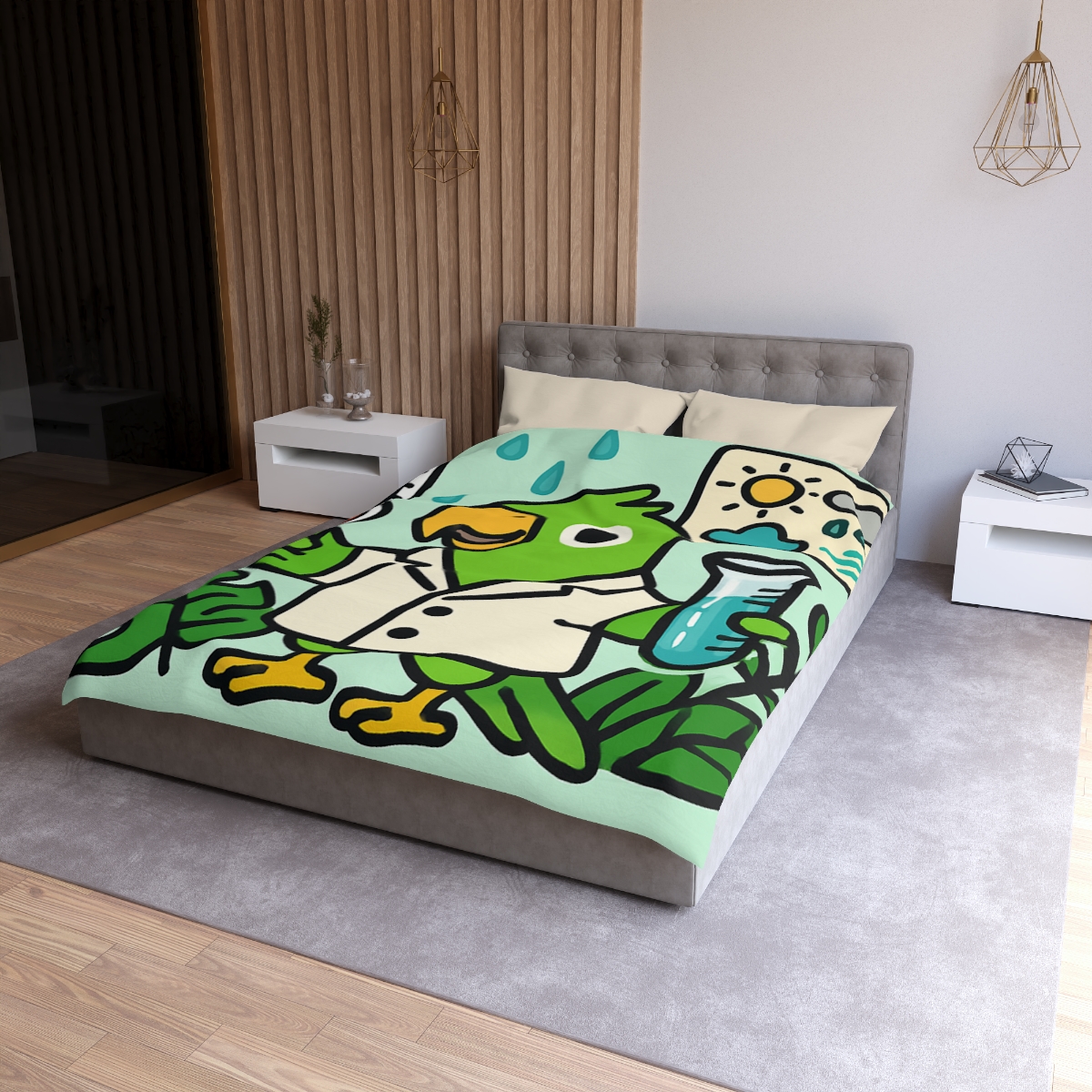 Rainforest Weather Lab With Parrot Scientist unique patterned duvets