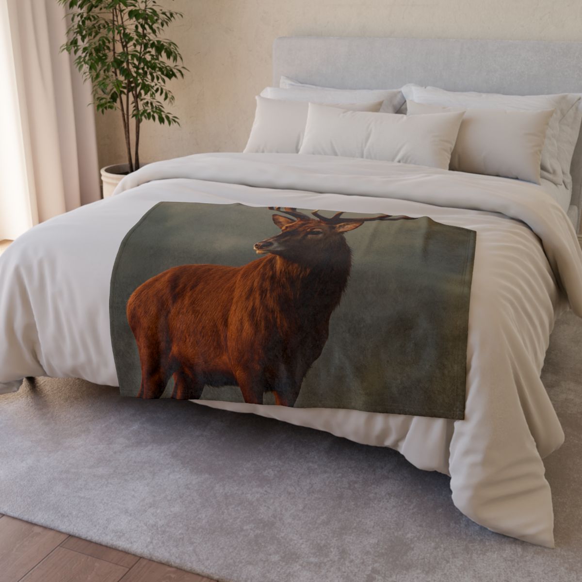Red Deer Dawn Majesty designer printed blankets