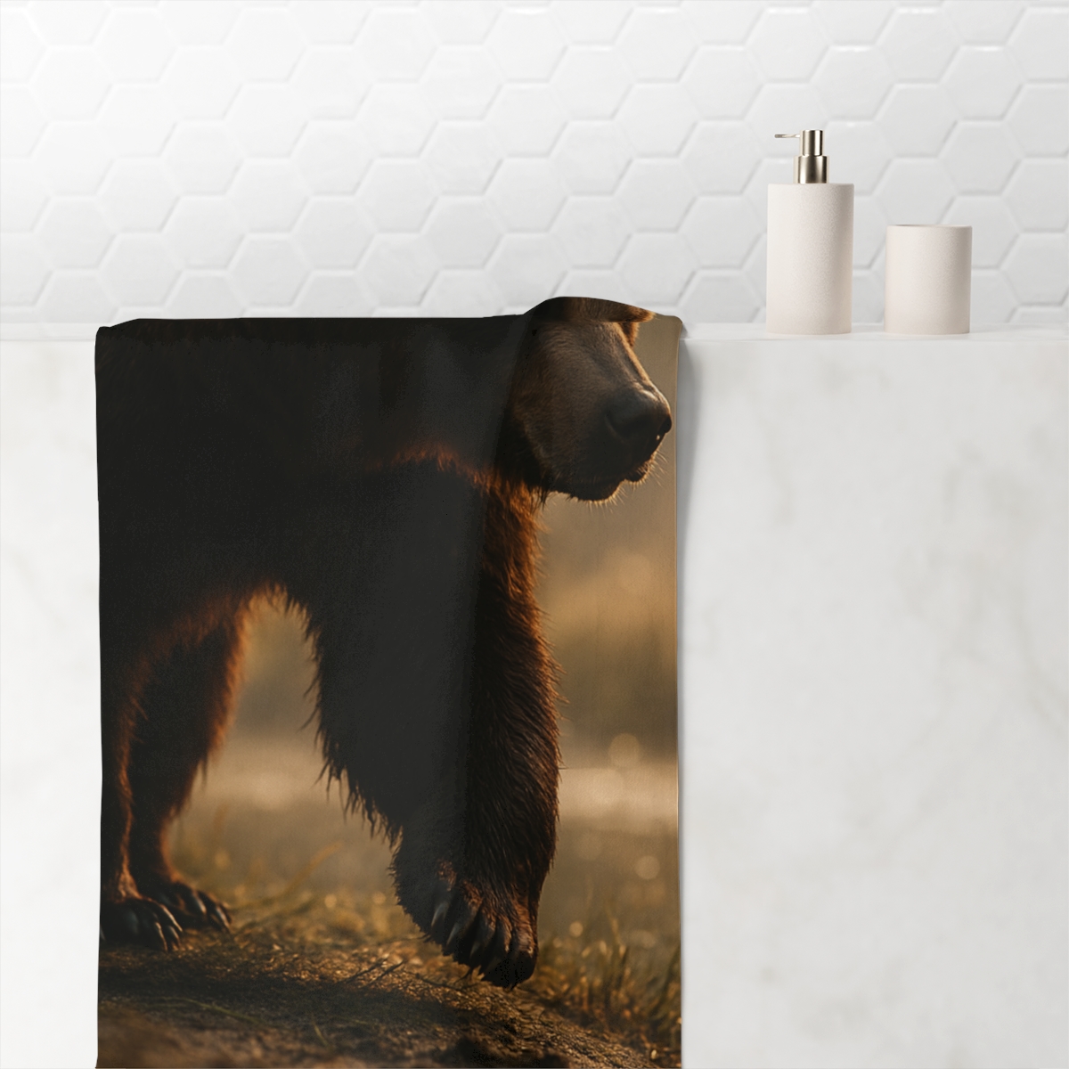 River King Grizzly Bear personalized bath towels