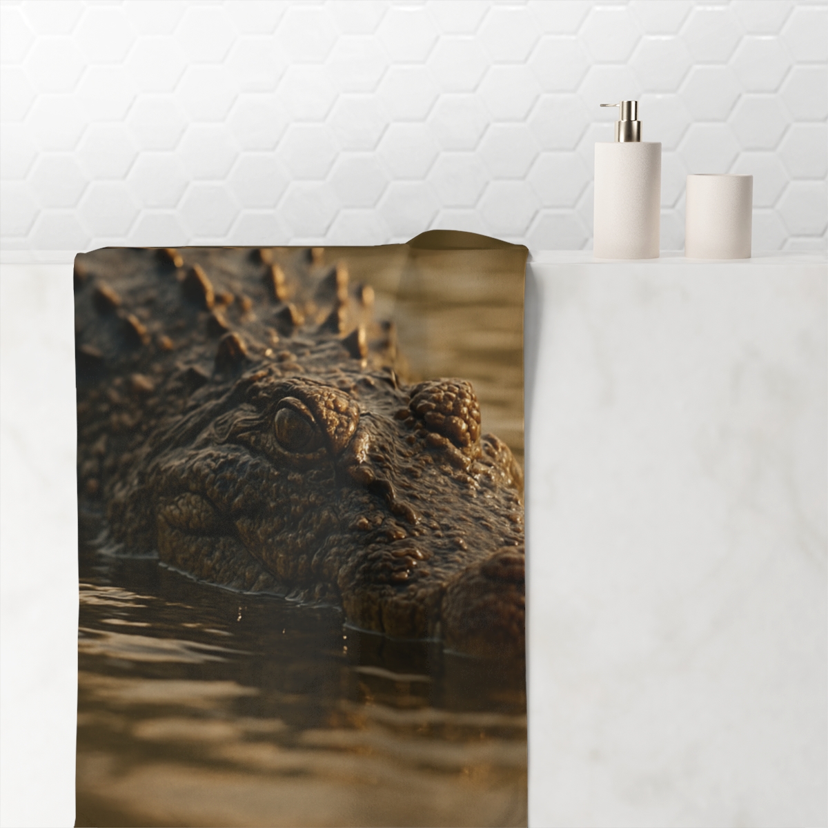 River Mirror Saltwater Crocodile trendy hand towels