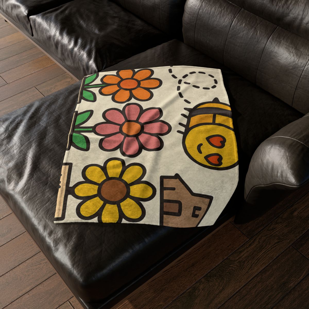 Robot Bee Pollination Map decorative home blankets