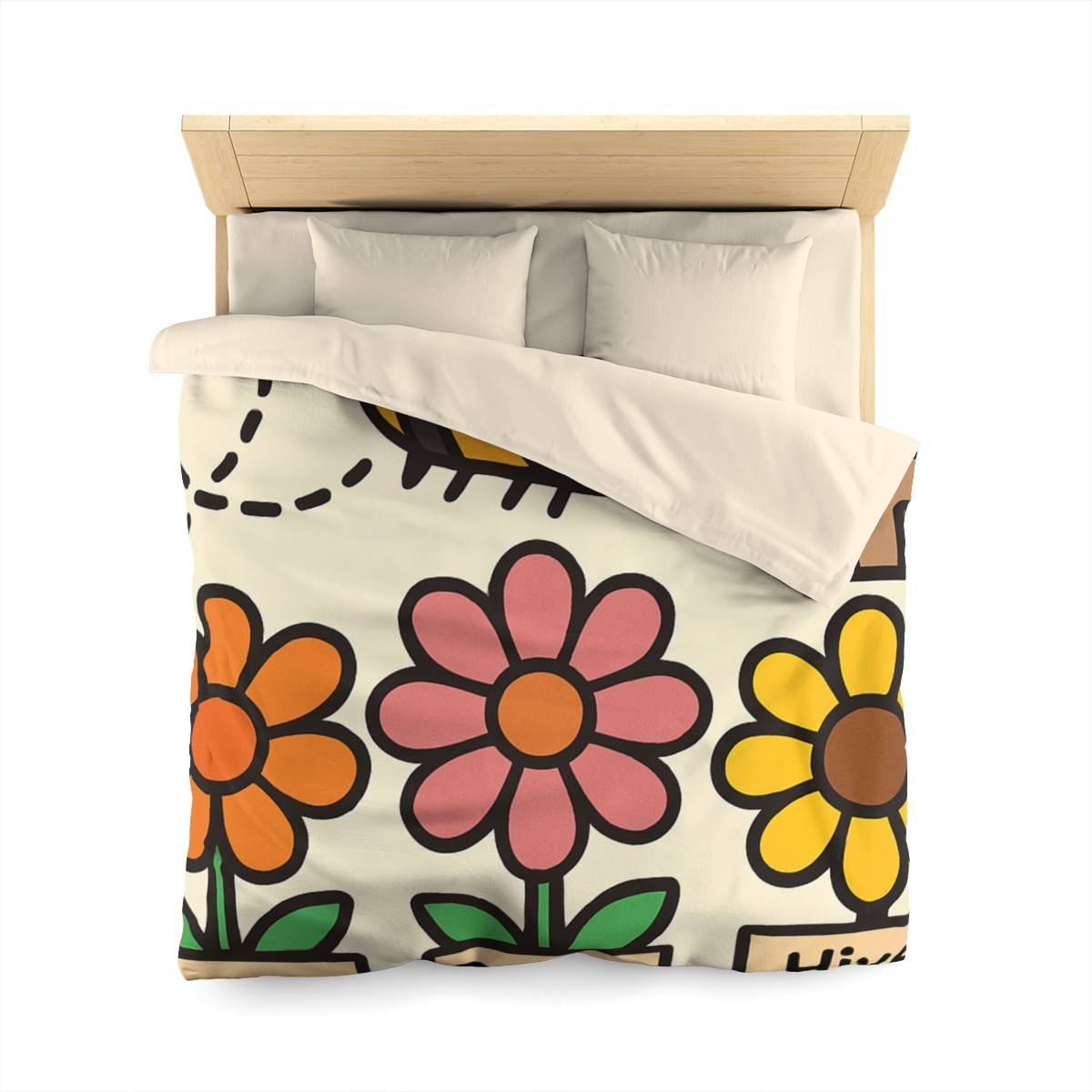 Robot Bee Pollination Map designer printed duvets