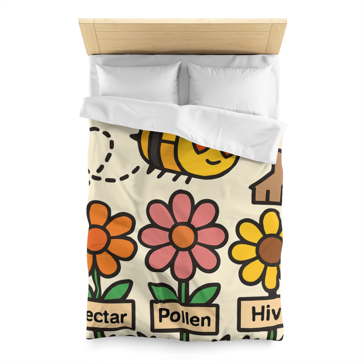 Robot Bee Pollination Map designer printed duvets