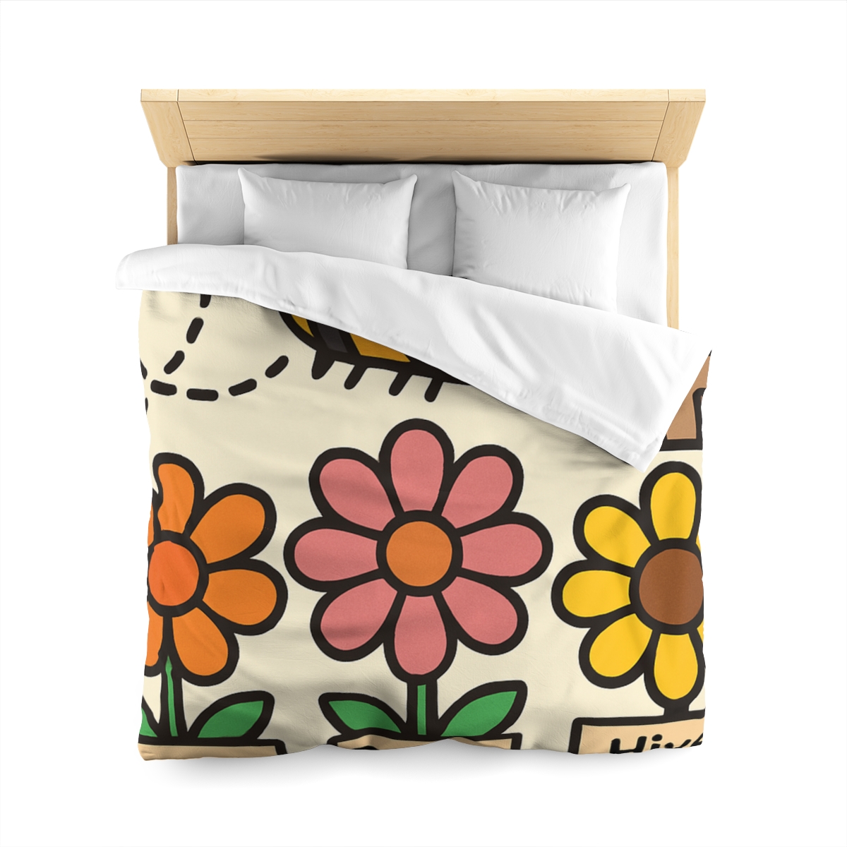 Robot Bee Pollination Map designer printed duvets