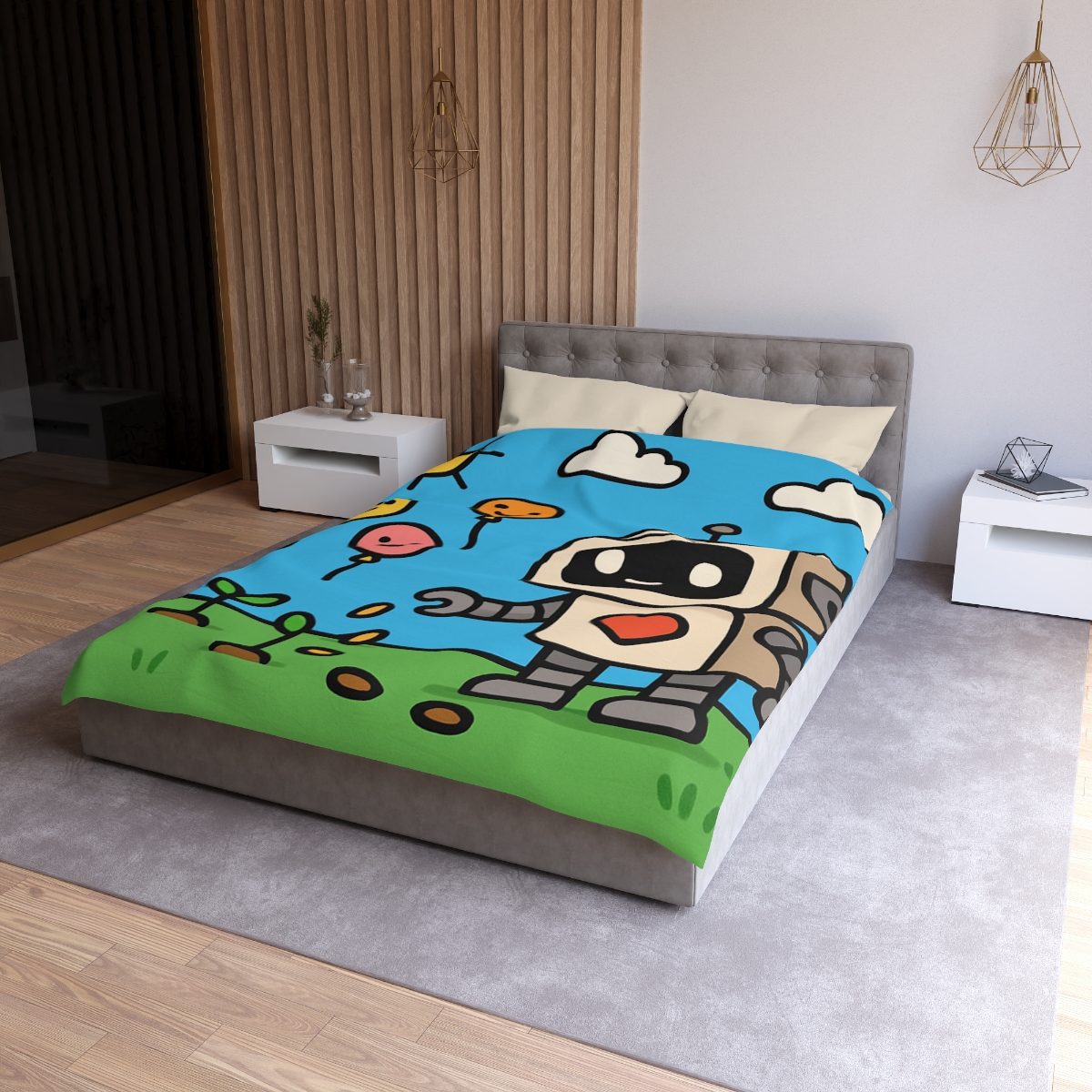 Robot Garden Of Flying Seeds designer printed duvets