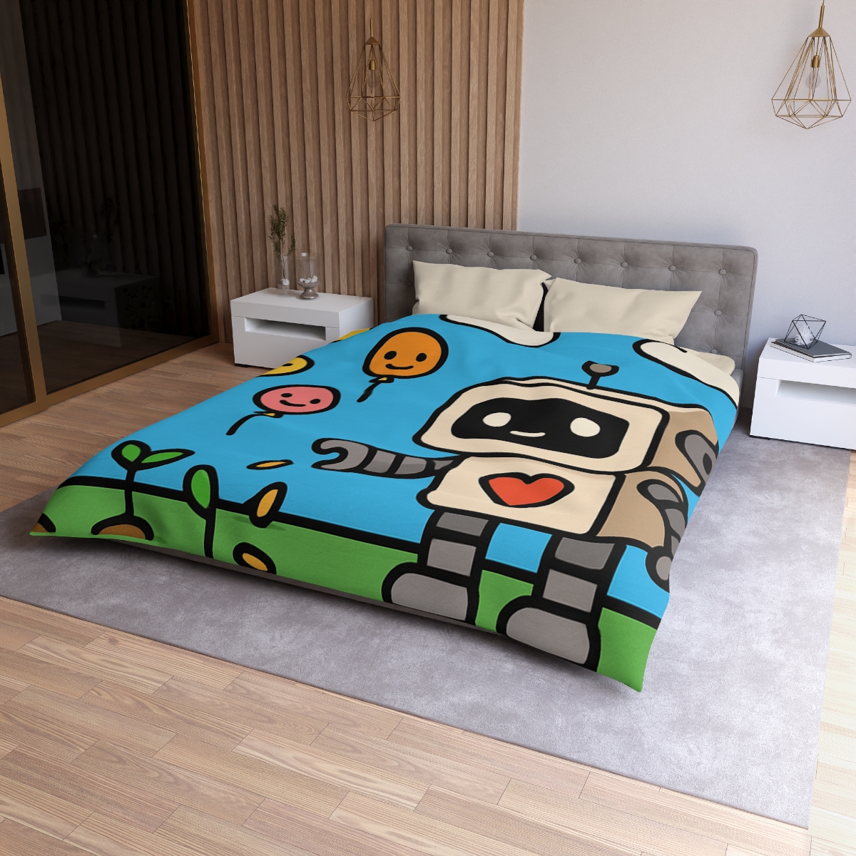 Robot Garden Of Flying Seeds designer printed duvets
