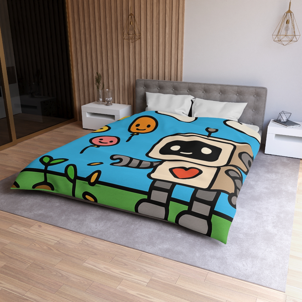Robot Garden Of Flying Seeds designer printed duvets