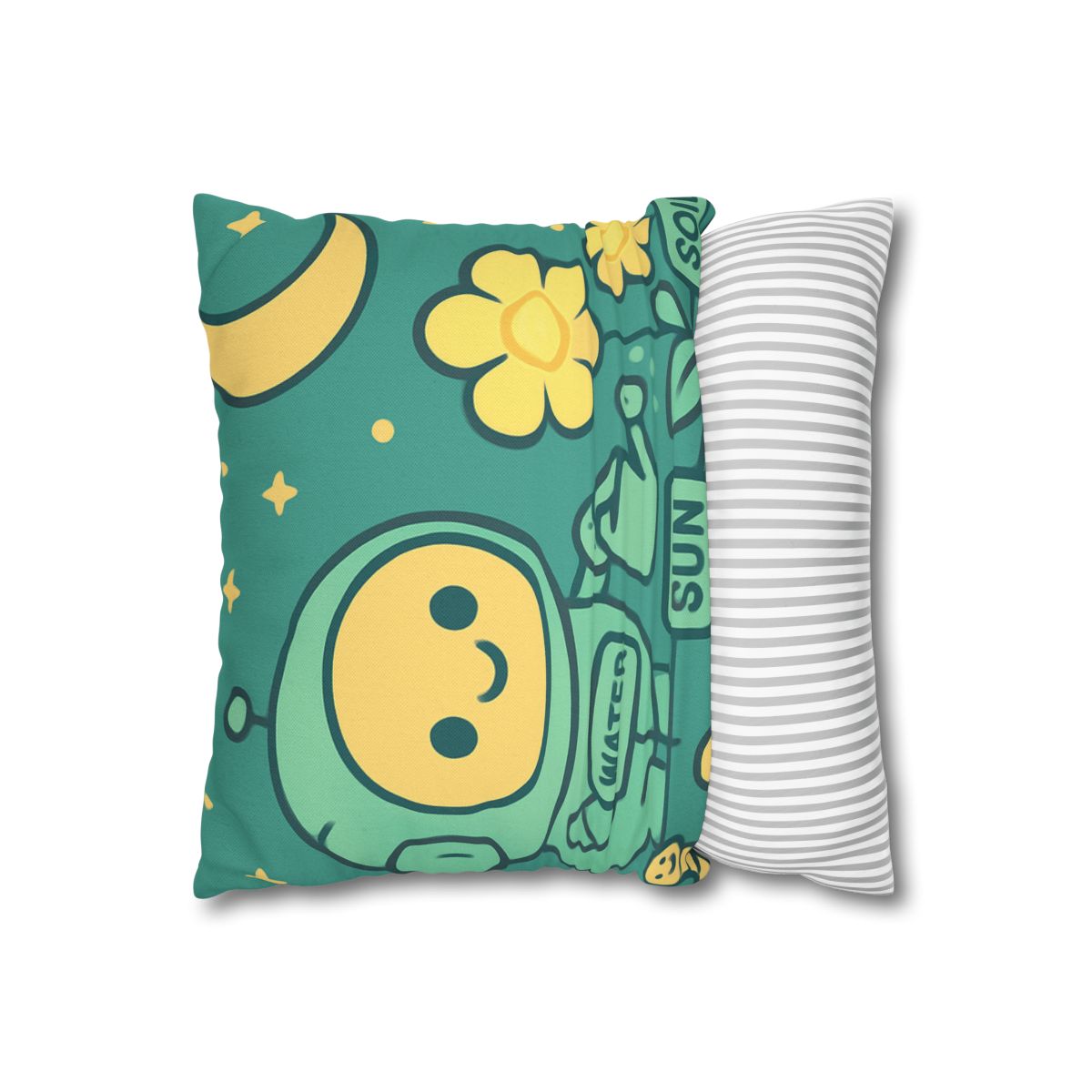 Robot Gardener And The Moonflower Patch soft cotton pillow cases