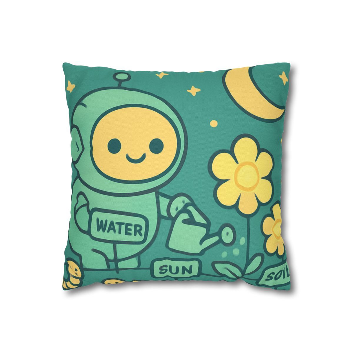 Robot Gardener And The Moonflower Patch soft cotton pillow cases