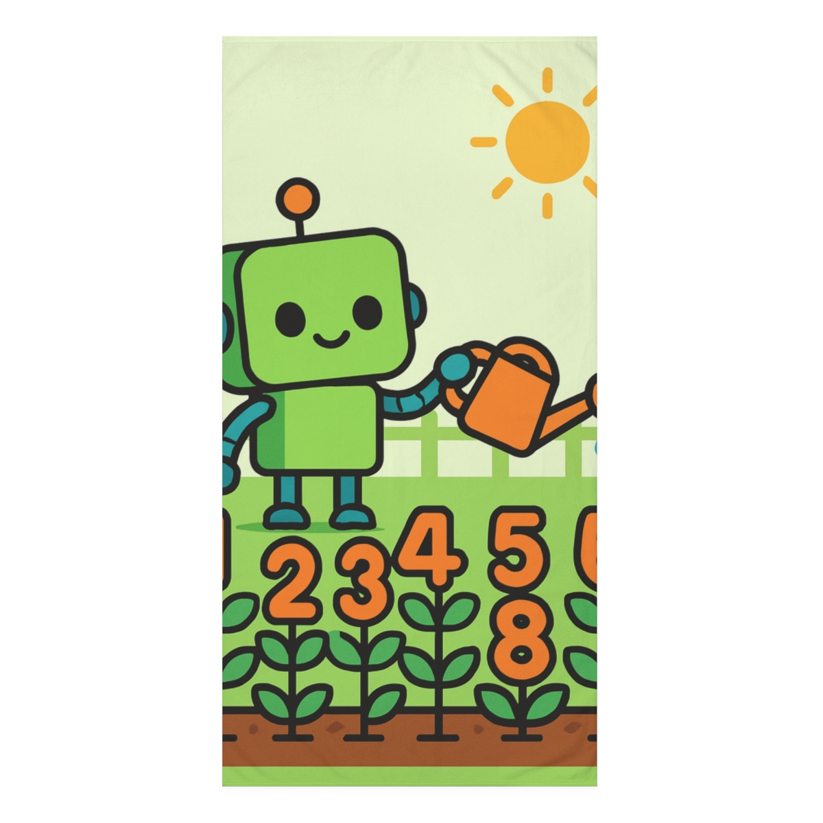 Robot Gardener And The Number Sprouts personalized bath towels