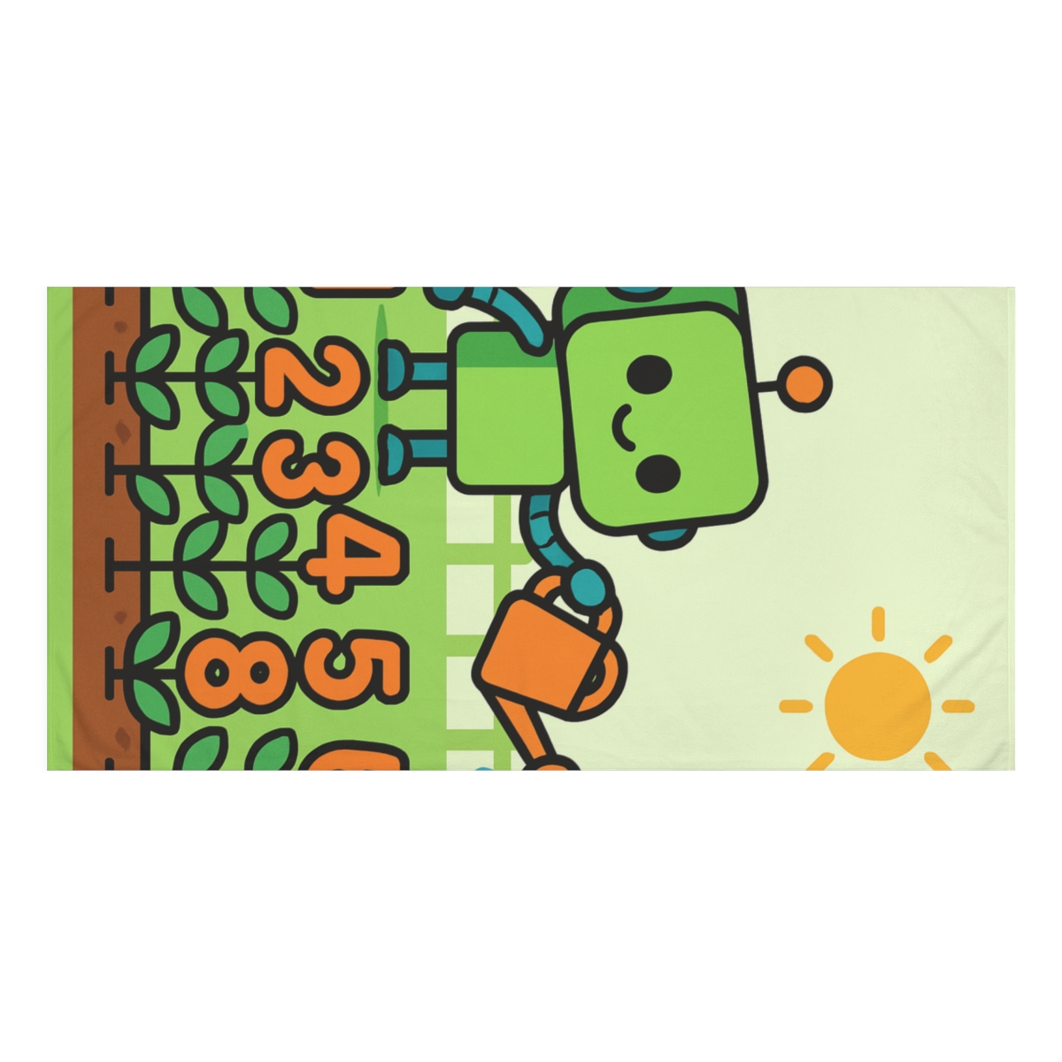 Robot Gardener And The Number Sprouts personalized bath towels