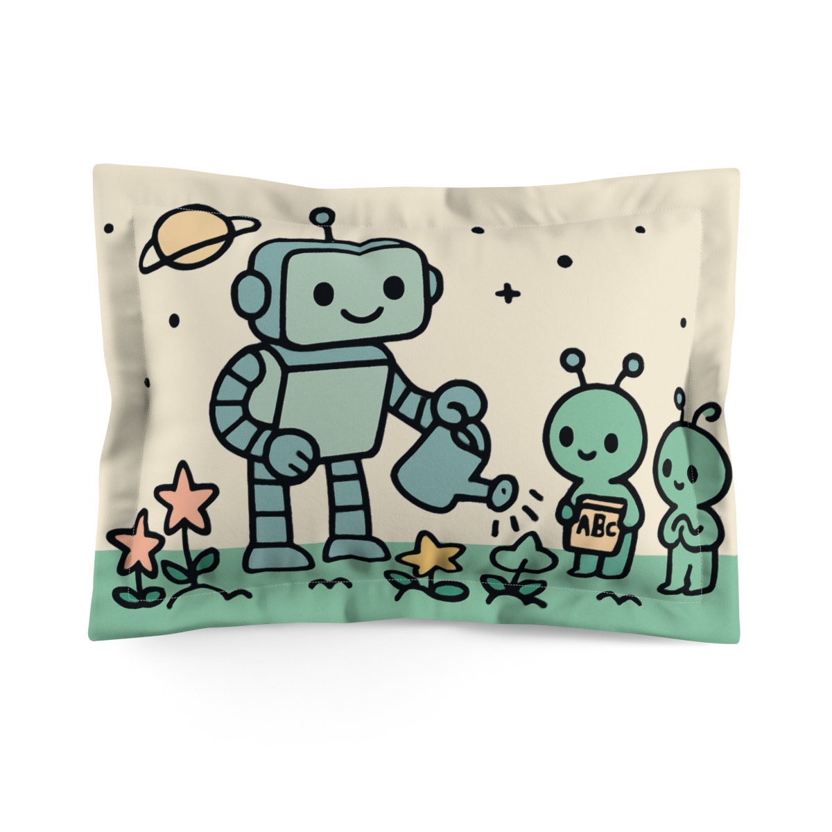 Robot Gardener On Planet Mint stylish throw pillows