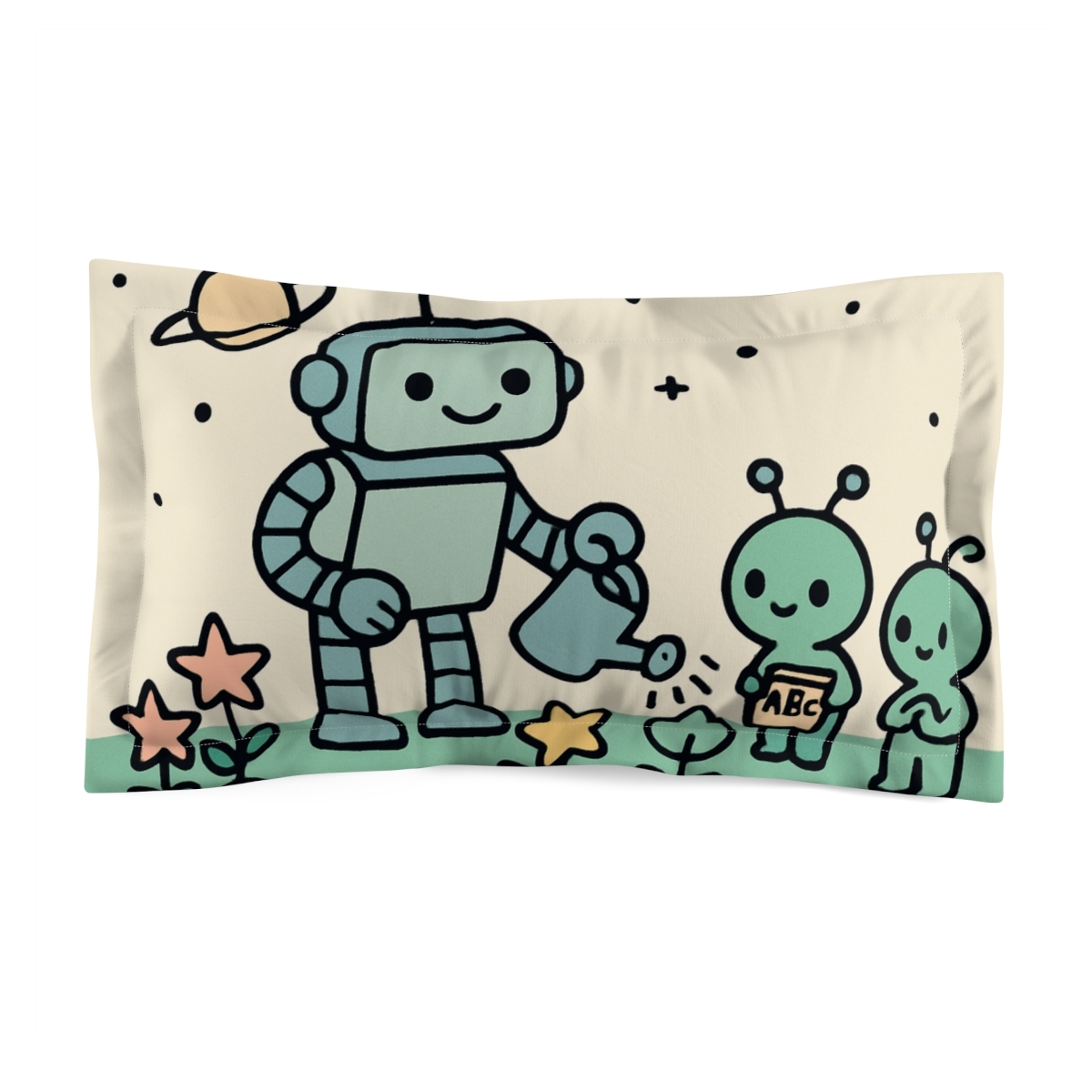 Robot Gardener On Planet Mint stylish throw pillows