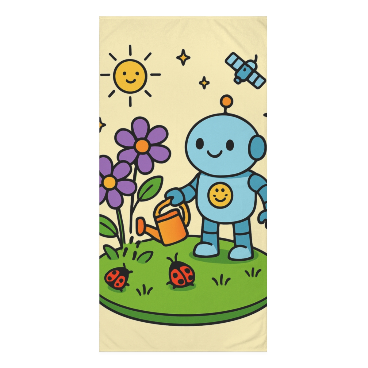 Robot Gardeners In The Tiny Planet Park stylish beach towels