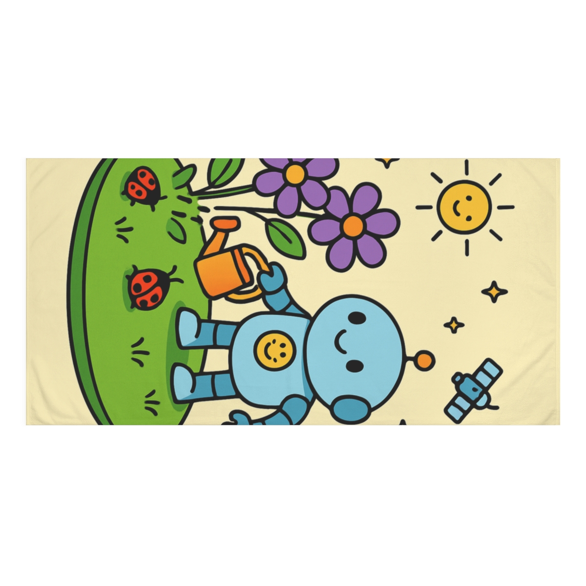 Robot Gardeners In The Tiny Planet Park stylish beach towels
