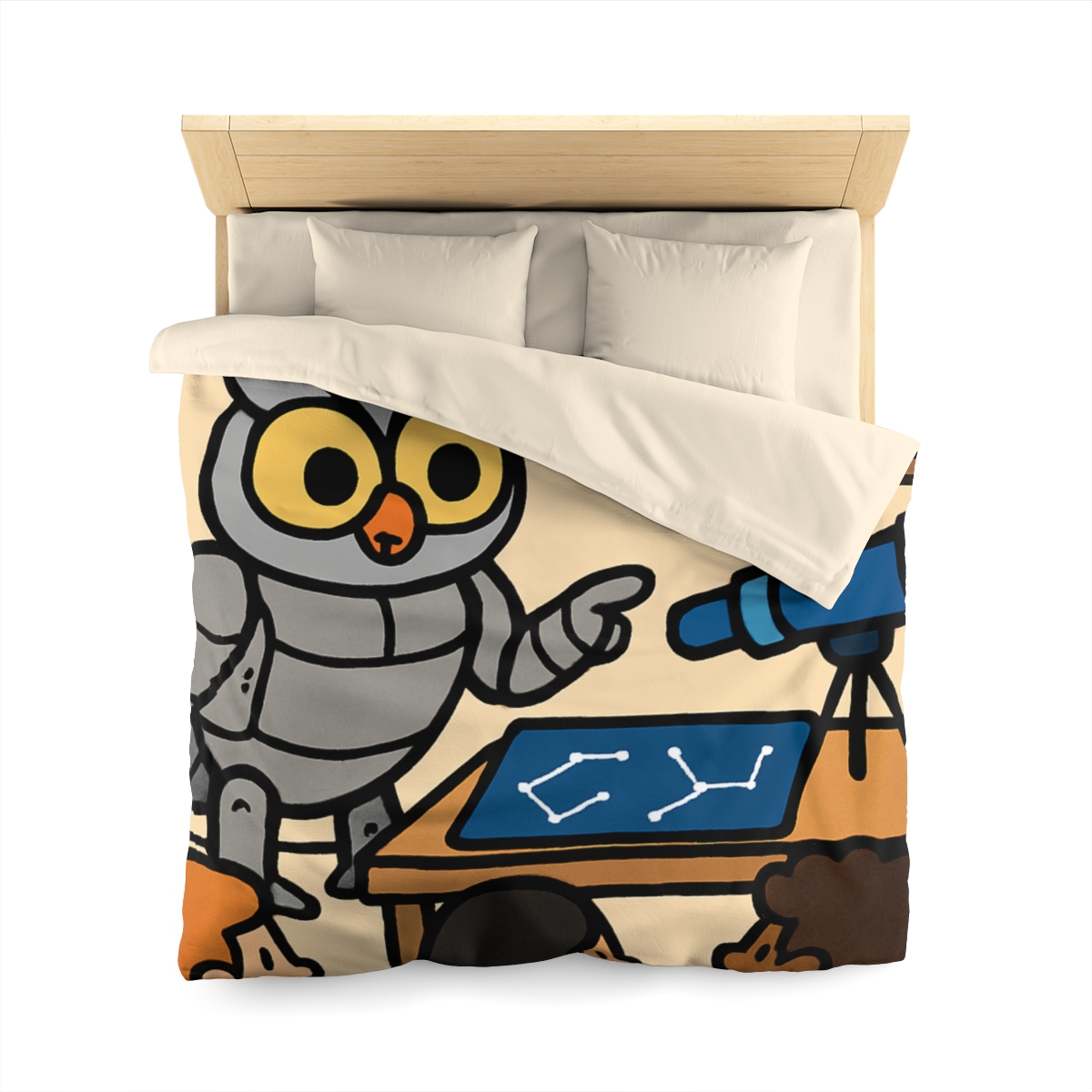 Robot Owl Telescope Workshop custom duvets