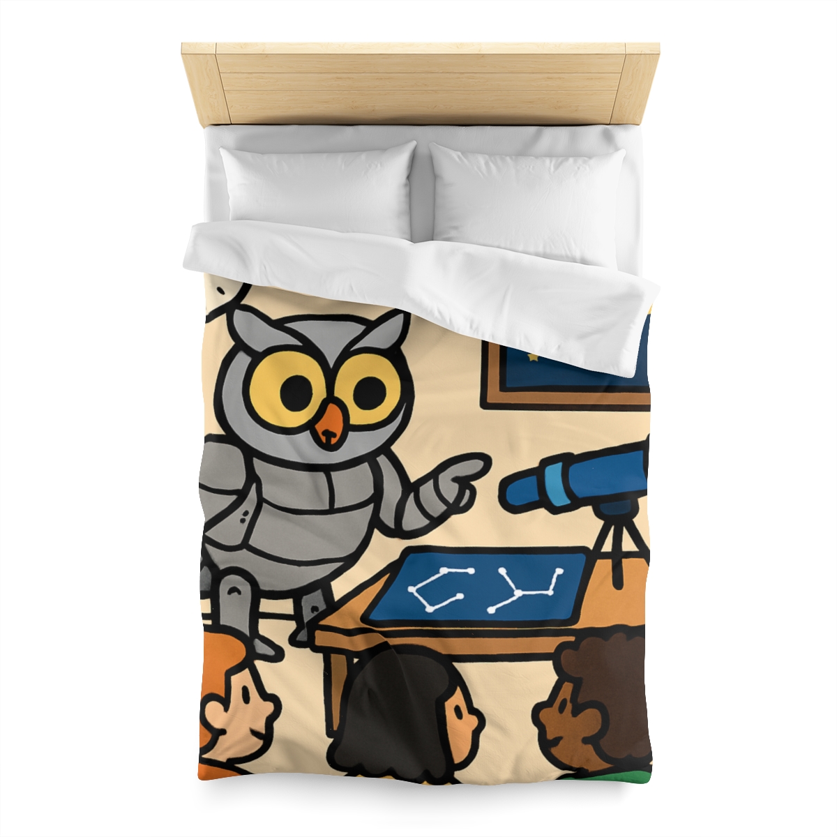 Robot Owl Telescope Workshop custom duvets