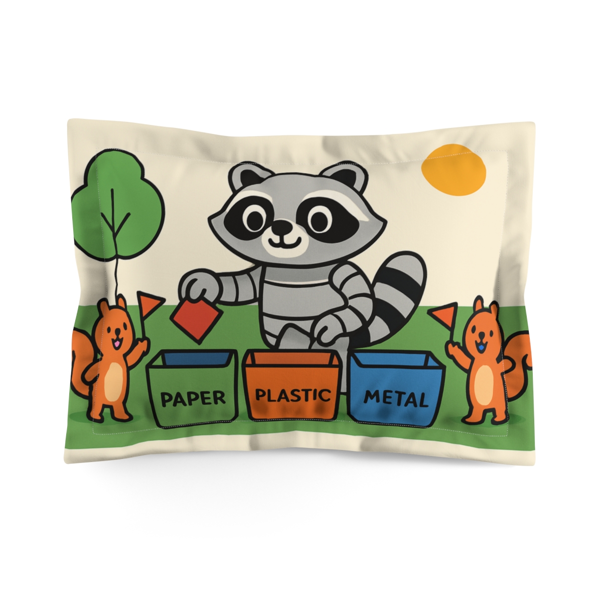 Robot Raccoon Recycling Race personalized decorative pillows