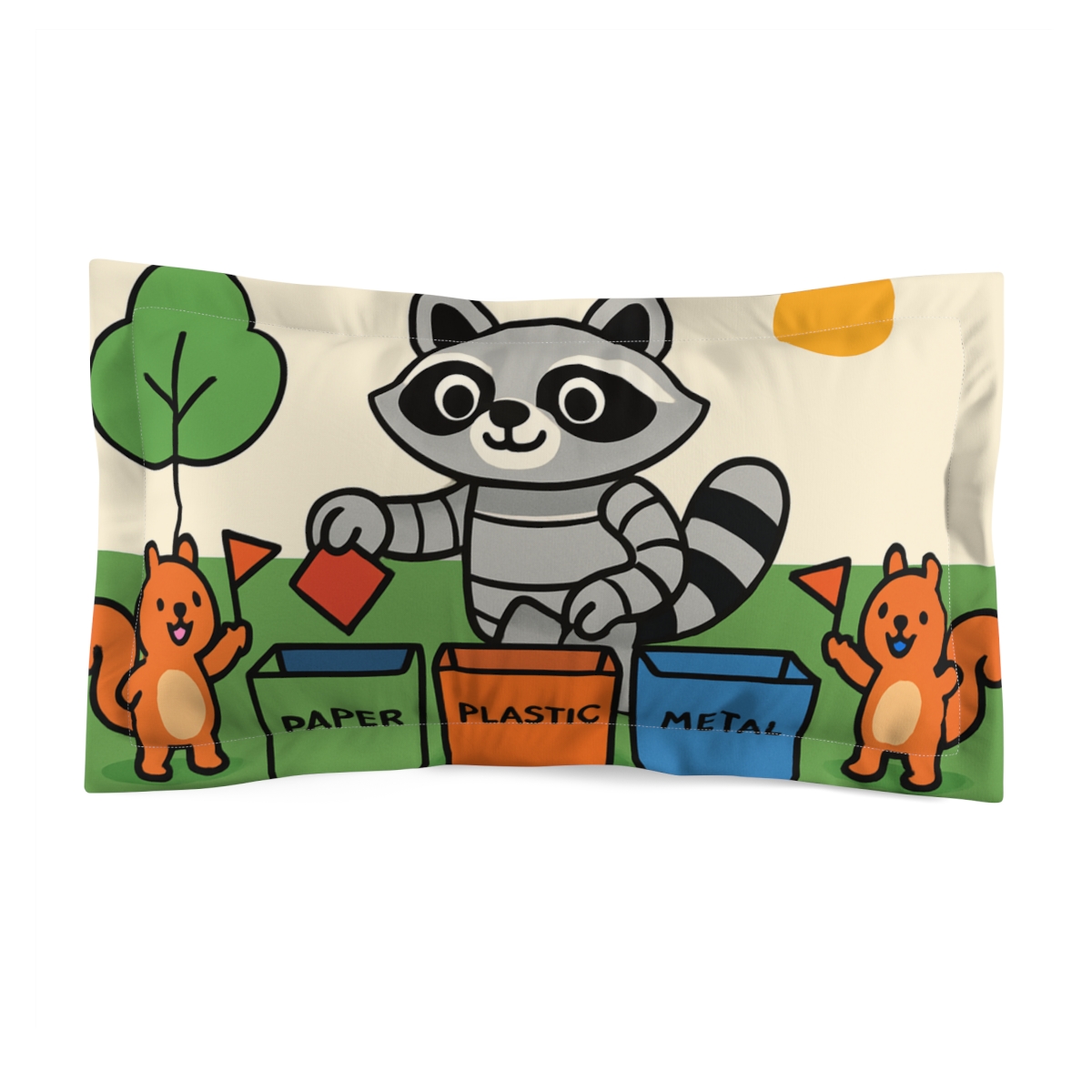 Robot Raccoon Recycling Race personalized decorative pillows