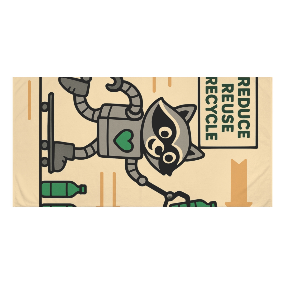 Robot Raccoon Recycling Rally soft cotton towels