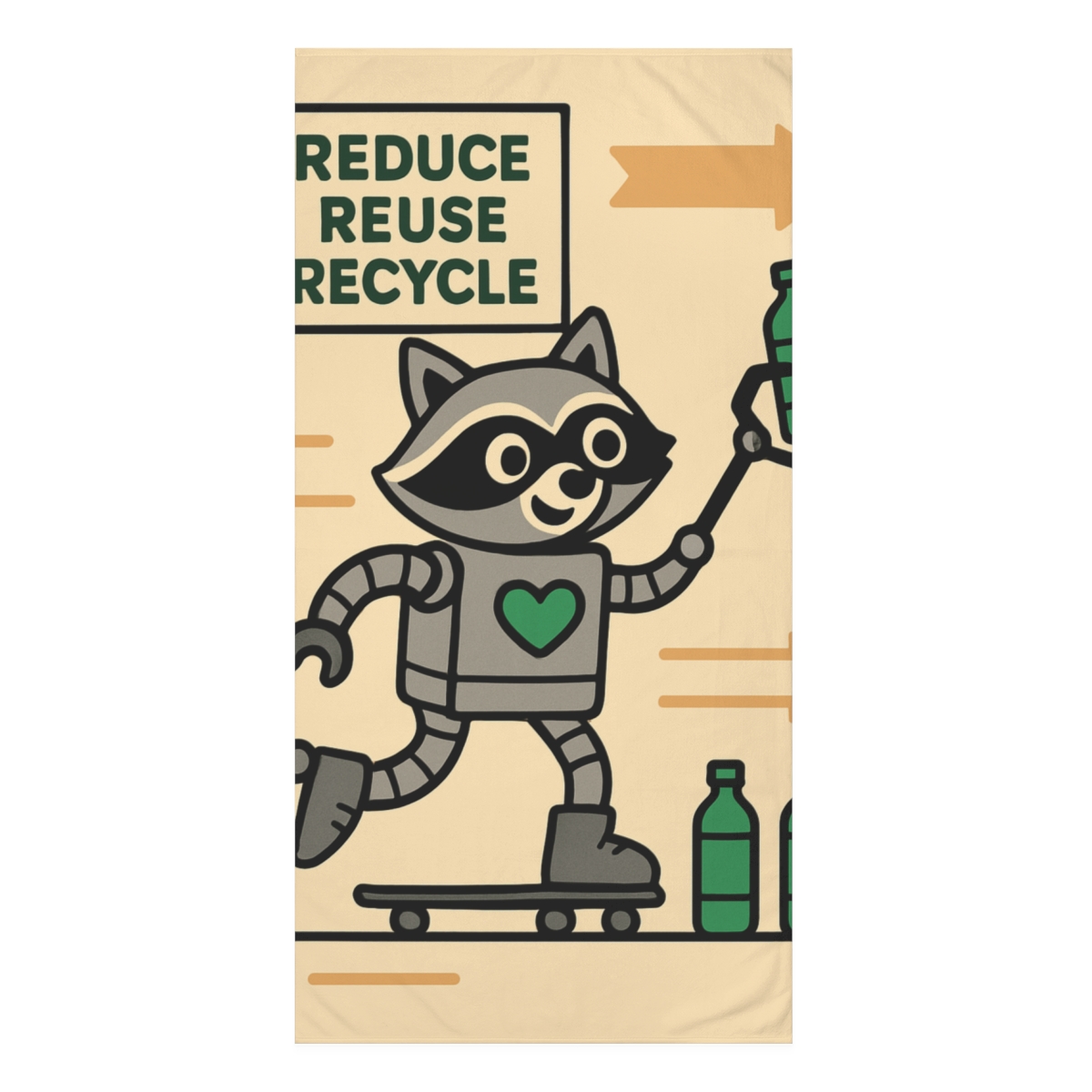 Robot Raccoon Recycling Rally soft cotton towels