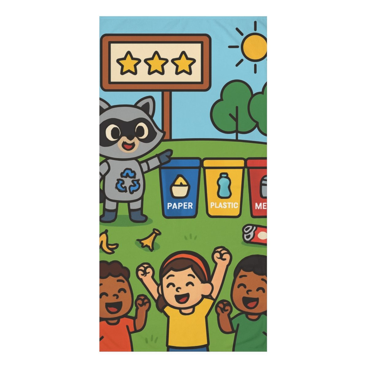 Robot Raccoon Recycling Rally unique gift towels