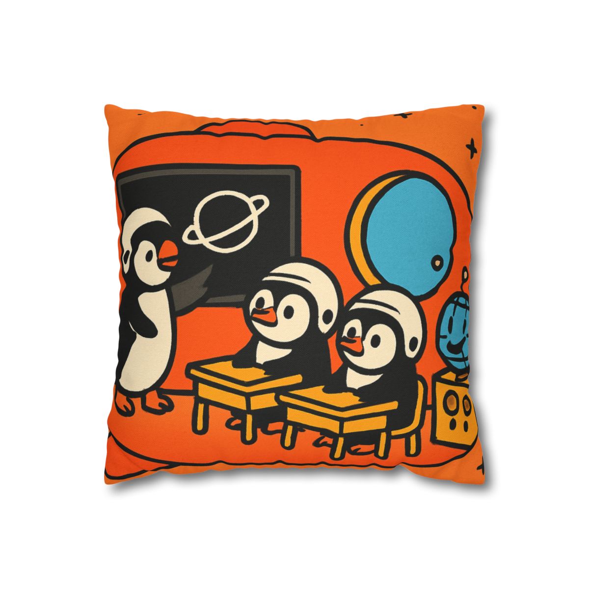 Rocket Classroom With Penguin Pilots stylish decorative pillowcases