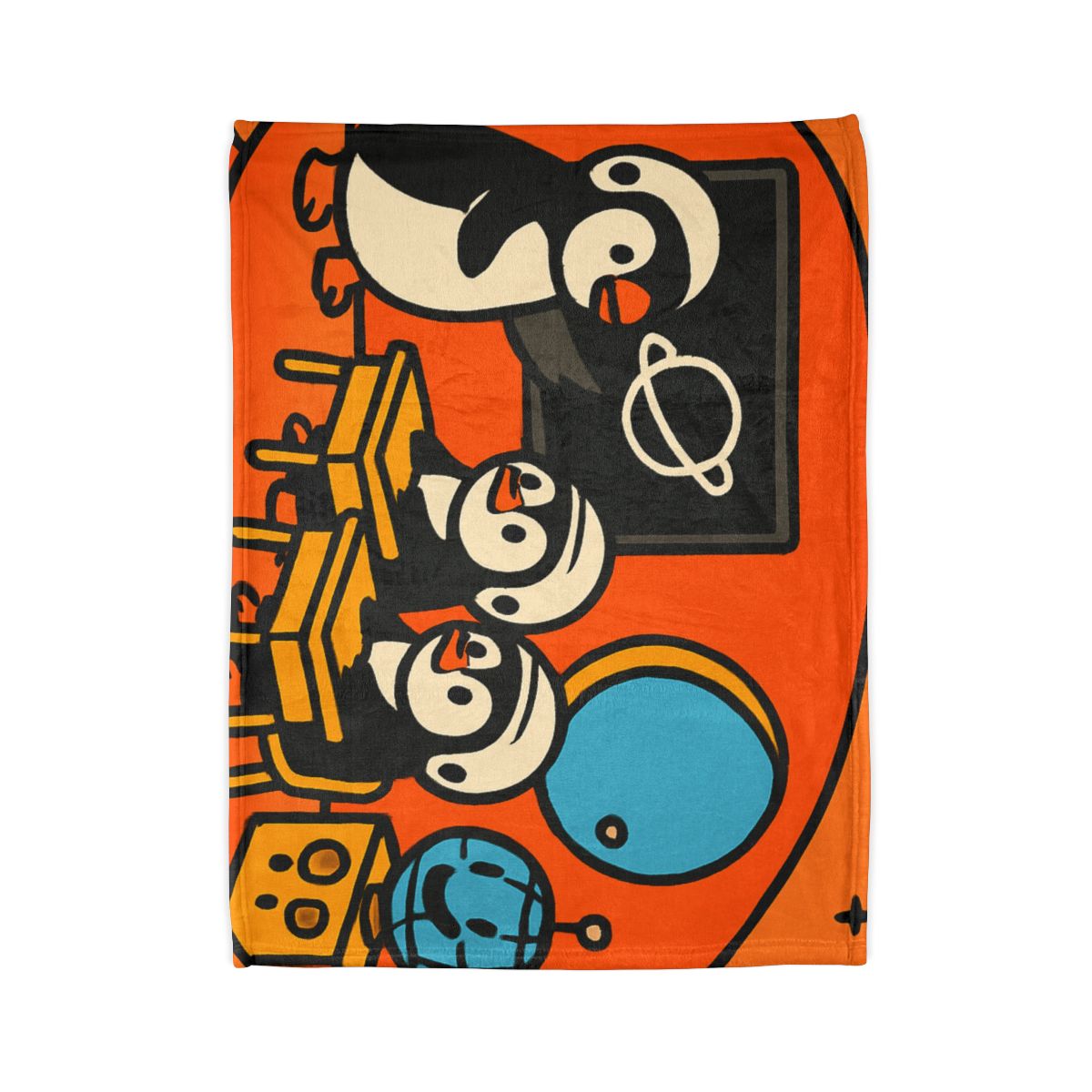 Rocket Classroom With Penguin Pilots unique gift blankets