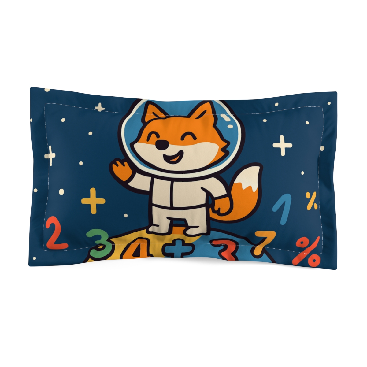Rocket Fox On Planet Numbers designer printed pillows