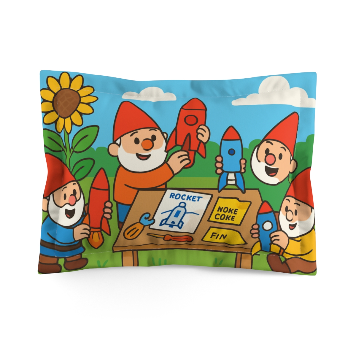 Rocket Garden Gnomes trendy accent pillows