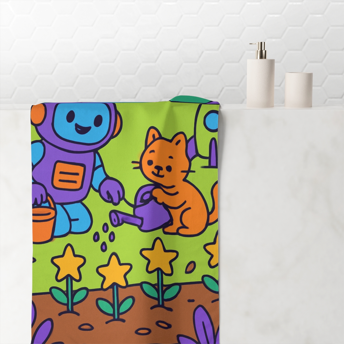 Rocket Garden Guardians trendy hand towels