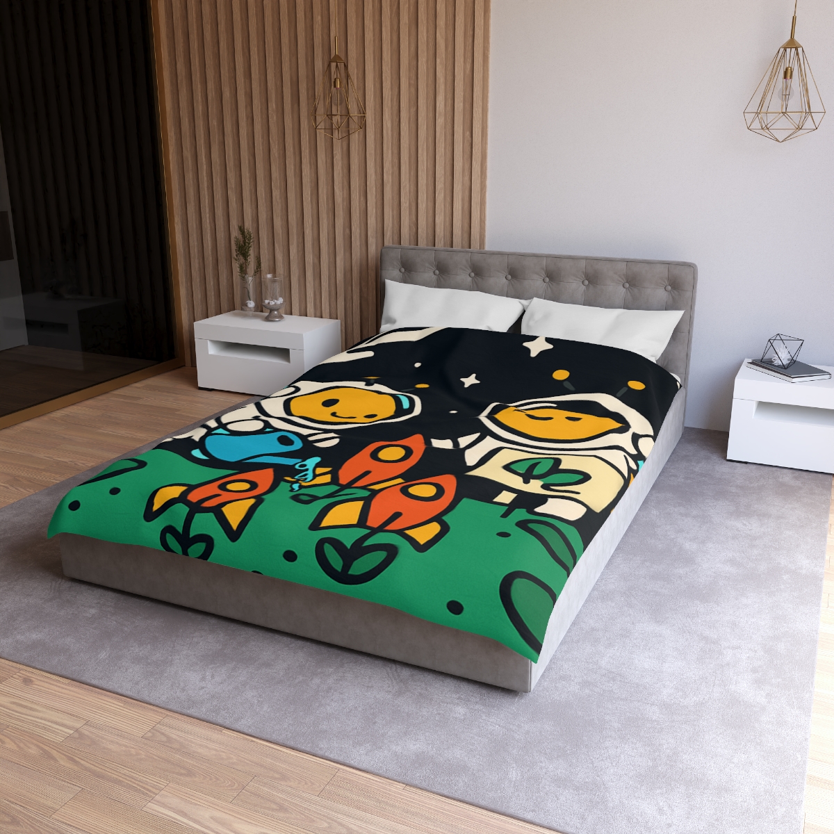 Rocket Garden Of The Bumblebee Astronauts soft comforter duvets