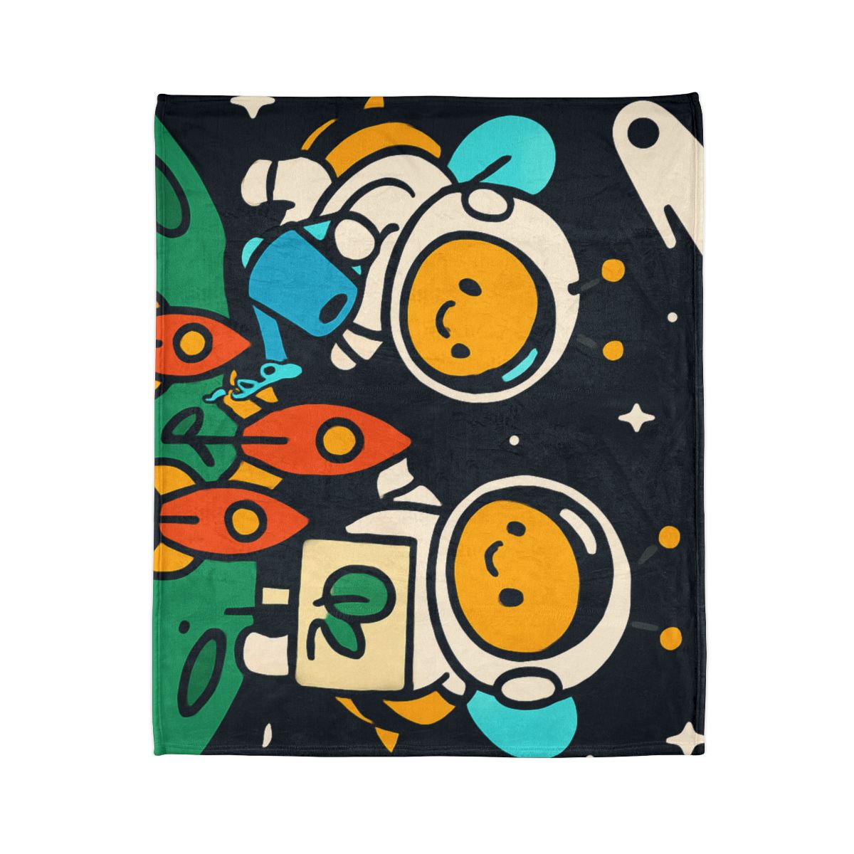 Rocket Garden Of The Bumblebee Astronauts personalized cozy blankets