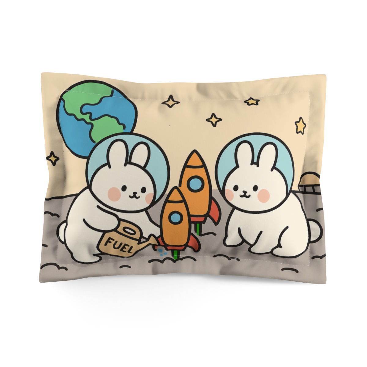 Rocket Garden Of The Moon Bunnies designer printed pillows