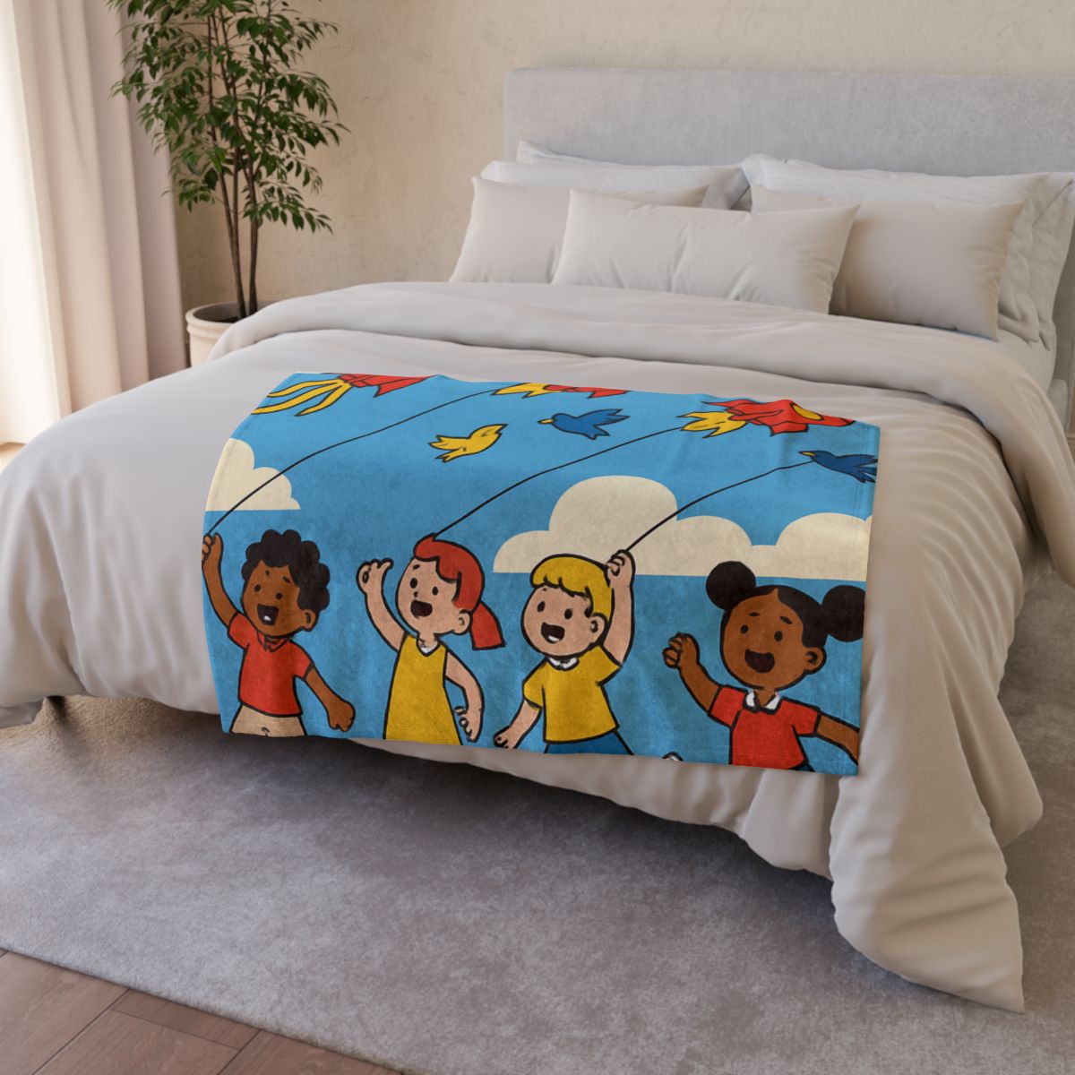 Rocket Kite Race trendy patterned blankets
