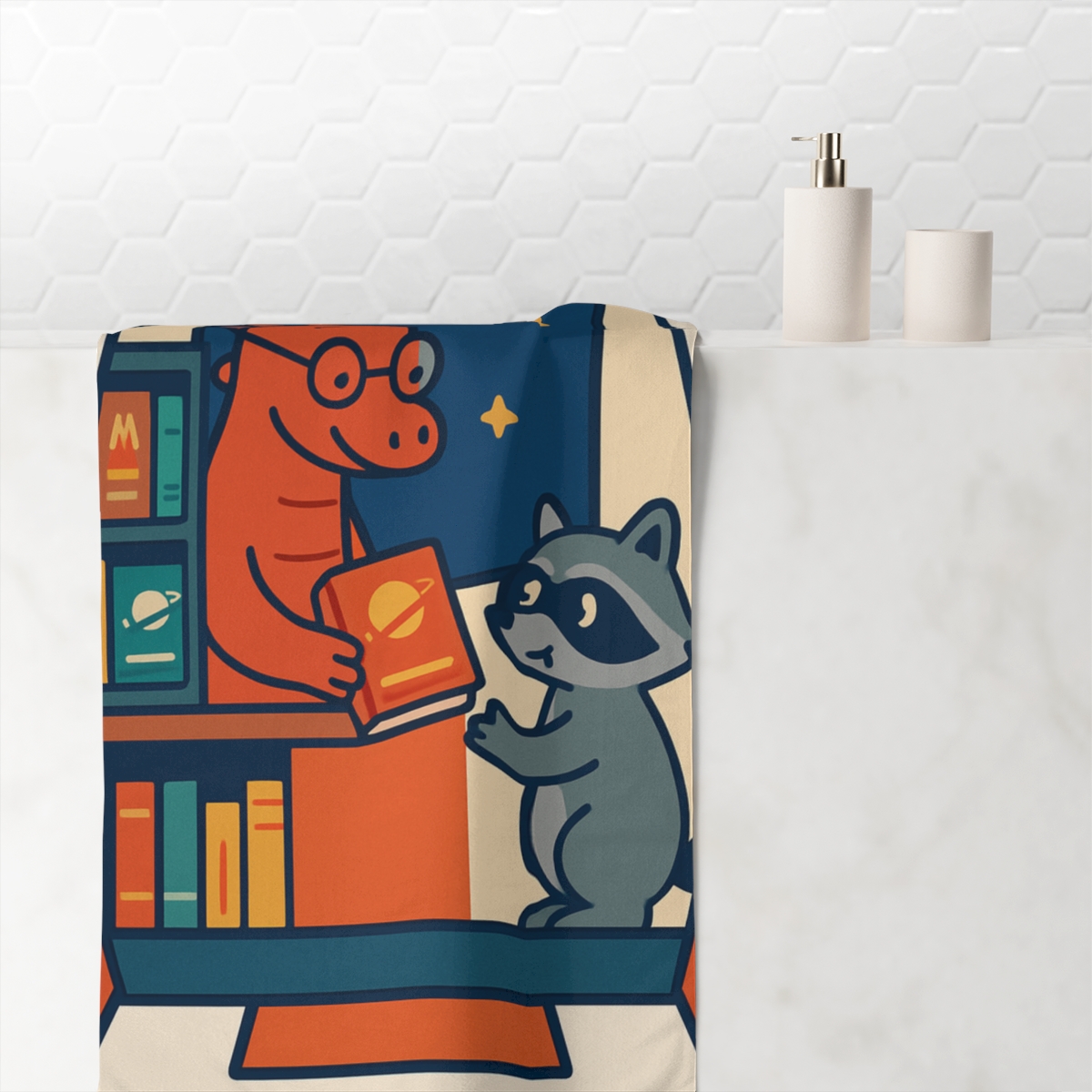 Rocket Library Dragon personalized bath towels