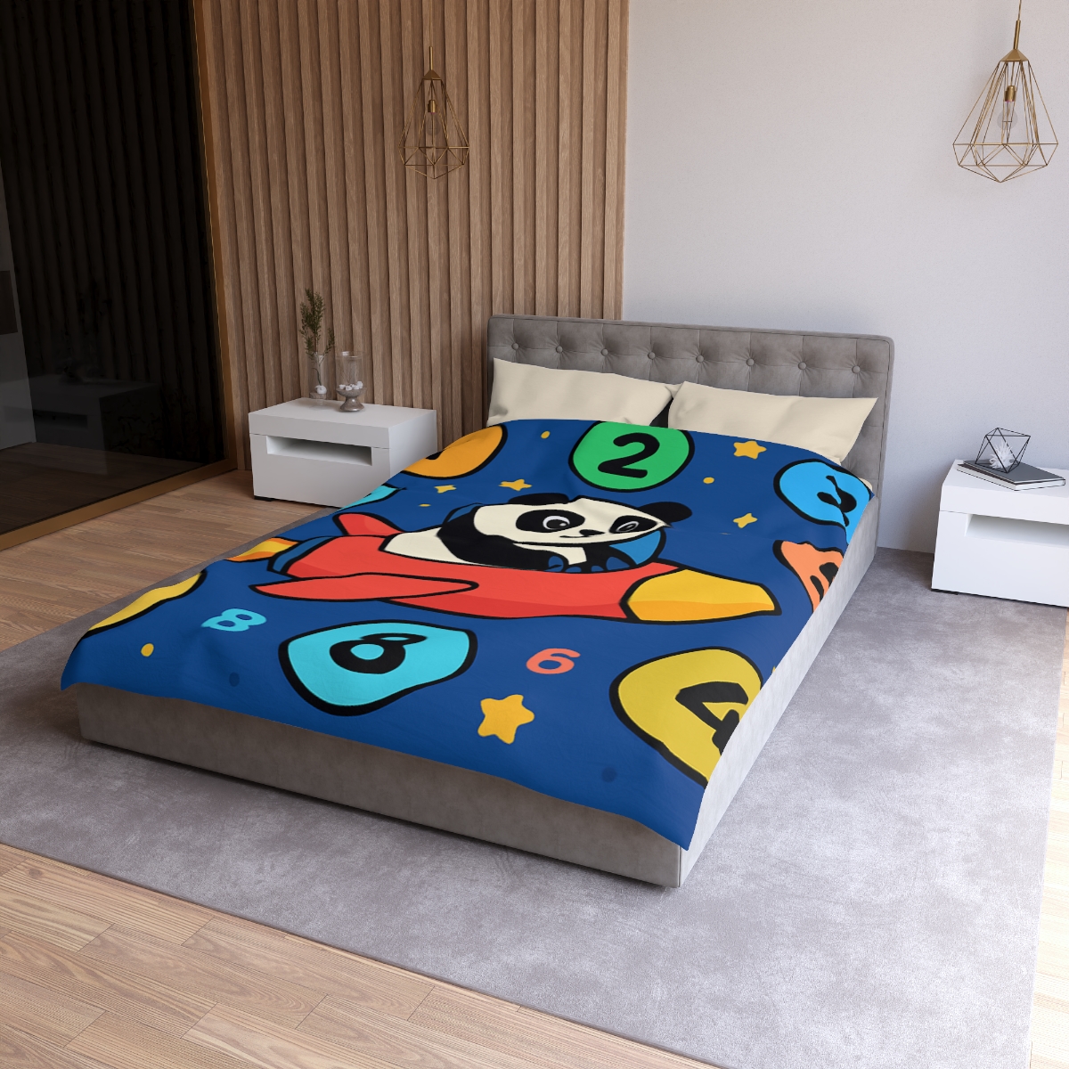 Rocket Panda And The Number Planets soft comforter duvets