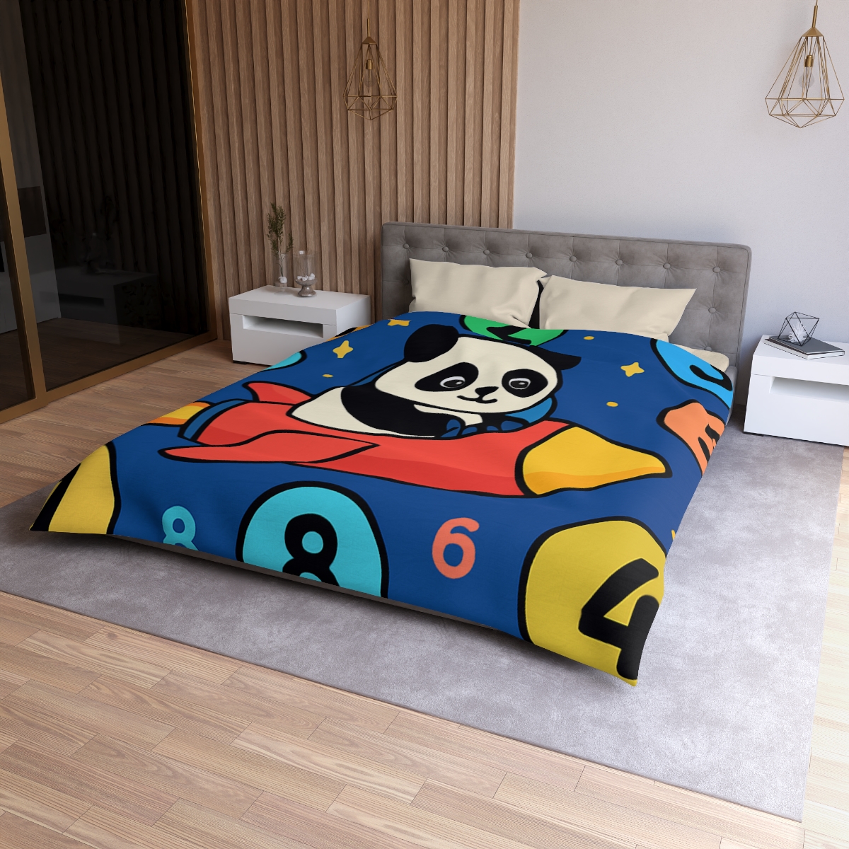 Rocket Panda And The Number Planets soft comforter duvets