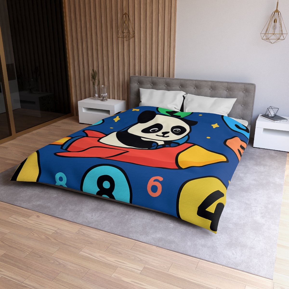 Rocket Panda And The Number Planets soft comforter duvets