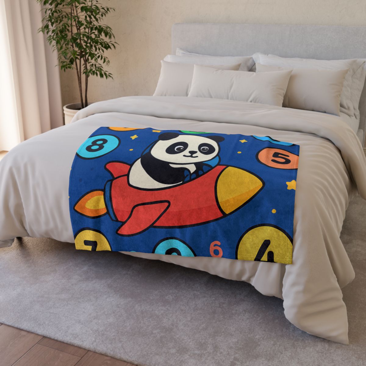 Rocket Panda And The Number Planets decorative home blankets