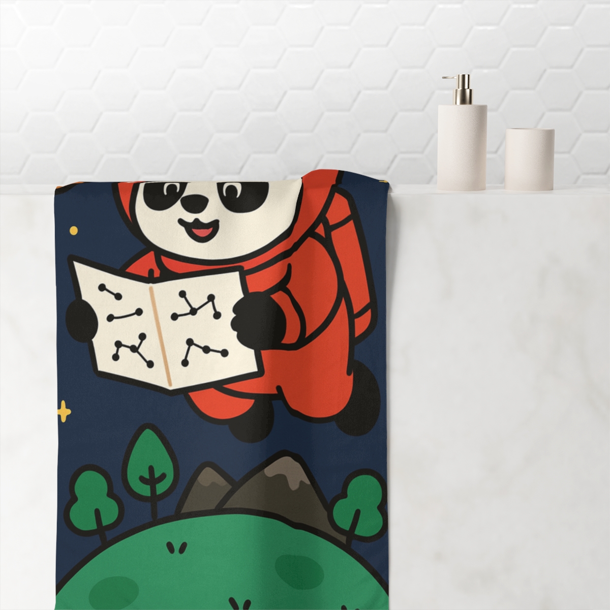 Rocket Panda Planet Explorer soft cotton towels