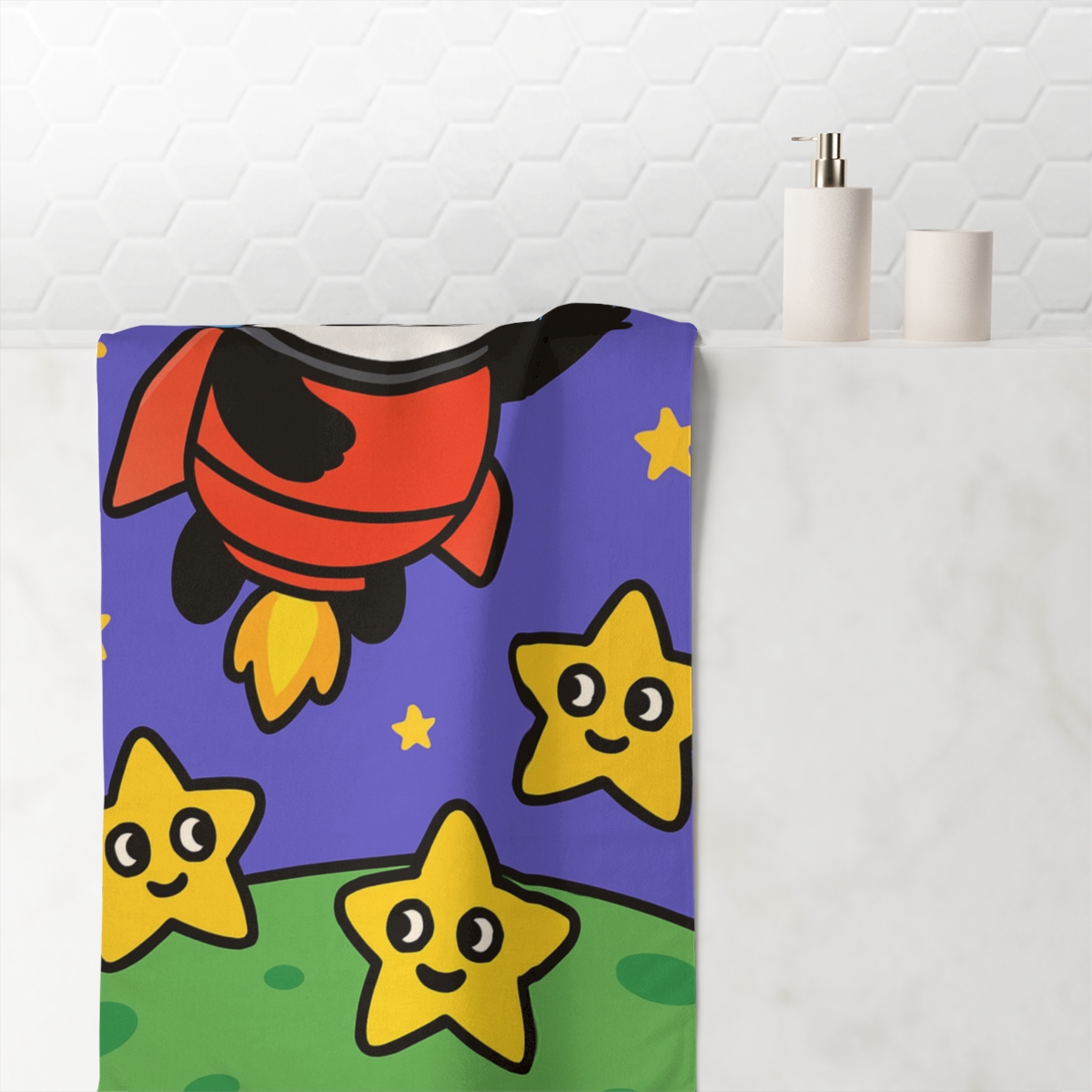 Rocket Panda Planet Patrol decorative home towelscustom towels