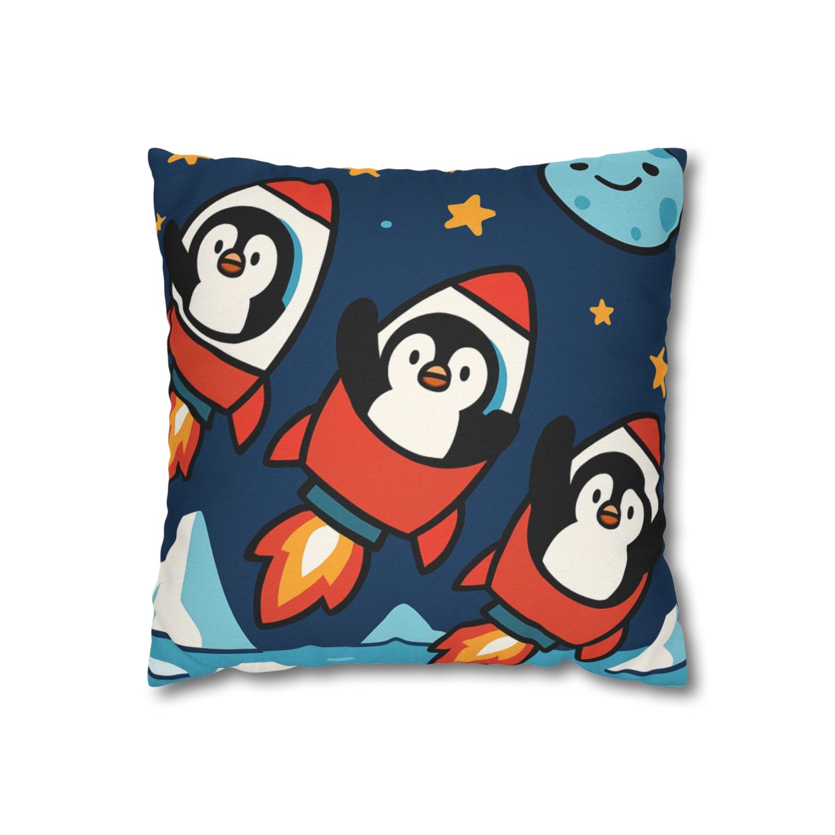 Rocket Penguin Crew soft cotton pillow cases