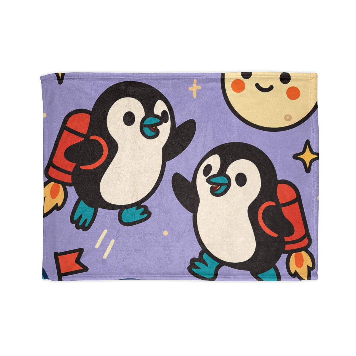 Rocket Penguin Explorers decorative home blankets